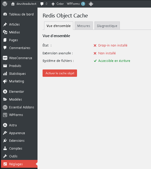 Activation du cache objet