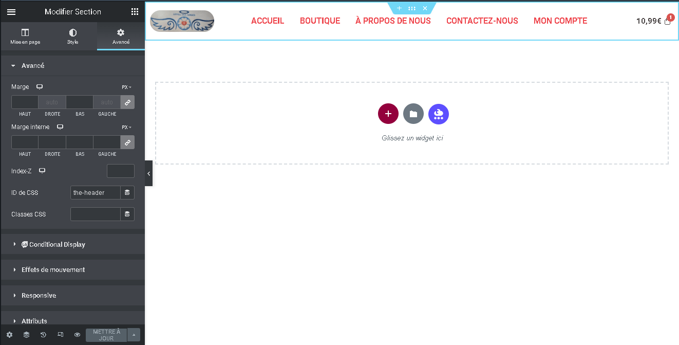 Attribution d'un ID CSS pour le header