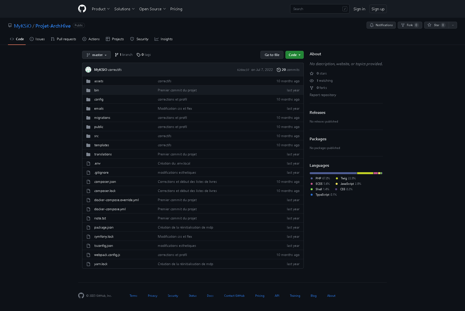 Branche master Archhive