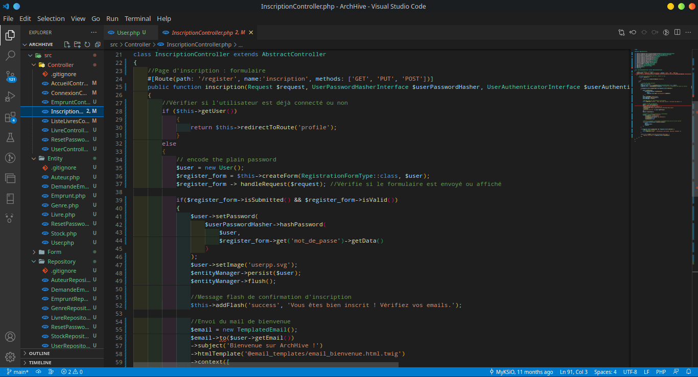 Gestion de l'inscription
